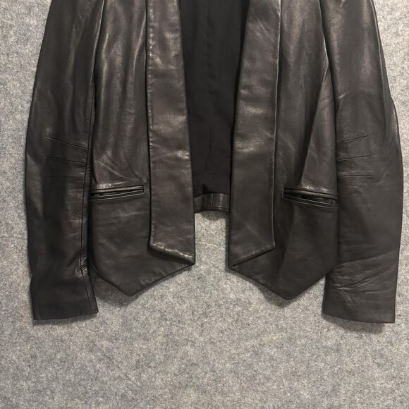 Rebecca Minkoff Jacket Womens Size XS Black Leather Lambskin Open Front Blazer - Picture 3 of 12